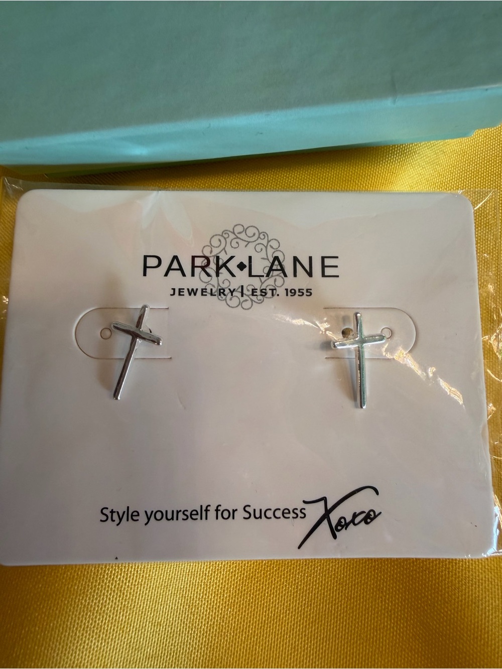 Park Lane Silver Cross Crystal Stud Earrings